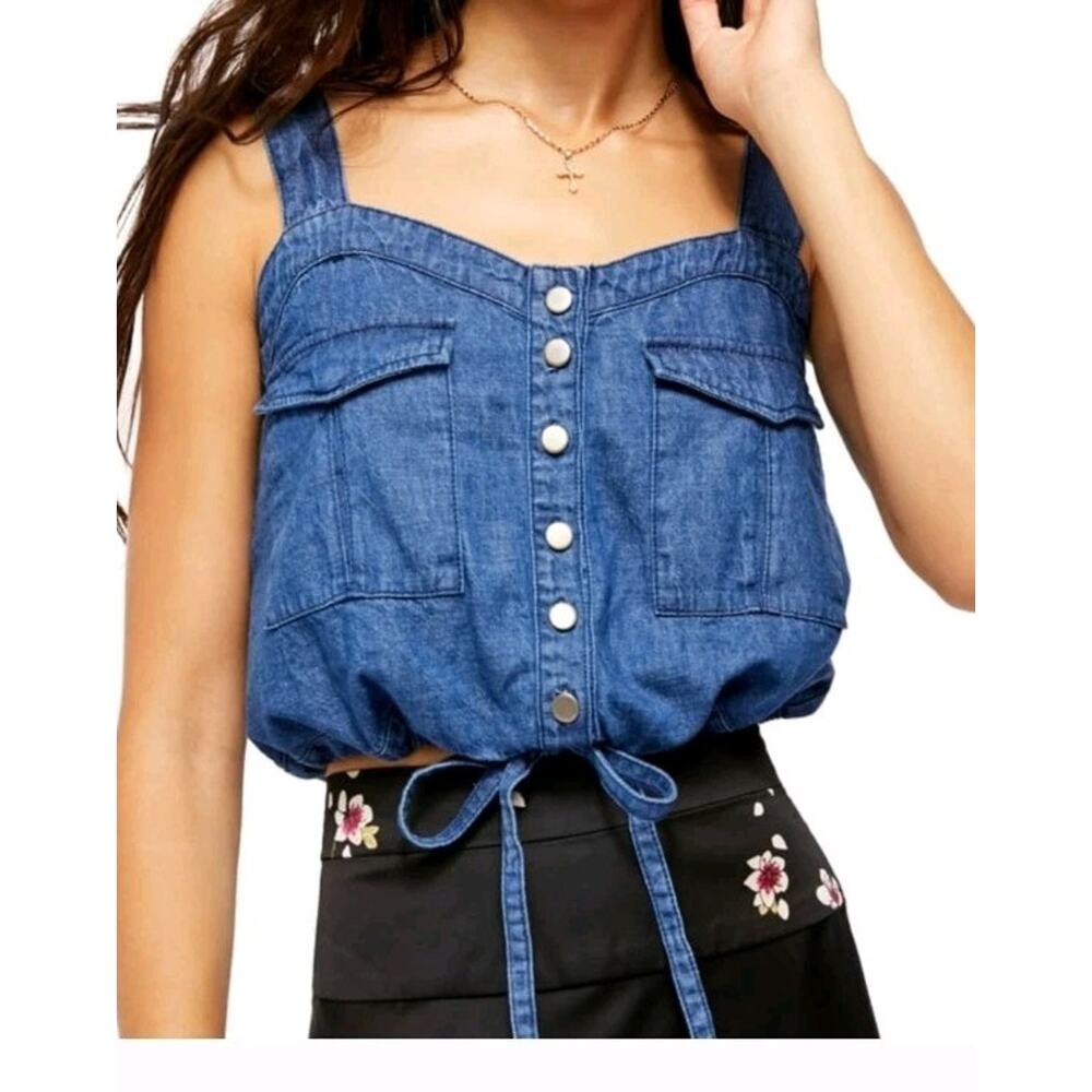 Free people Palm Desert Denim Top Size Medium New